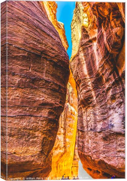 Outer Siq Yellow Canyon Morning Hiking Entrance Pe Canvas Print by William Perry