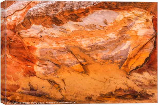 Colorful Canyon Wall Outer Siq Petra Jordan Canvas Print by William Perry