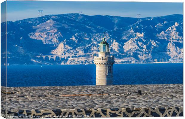 Harbor Lighthouse Building Marseille France Canvas Print by William Perry