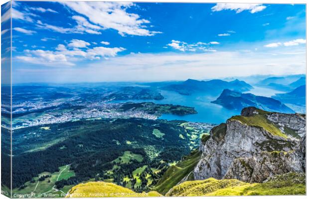 Cliff Mount Pilatus Lake Lucerne Switzerland Canvas Print by William Perry