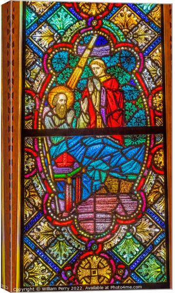 Stained Glass St Augustine Cathedral Catholic Tucson Arizona Canvas Print by William Perry