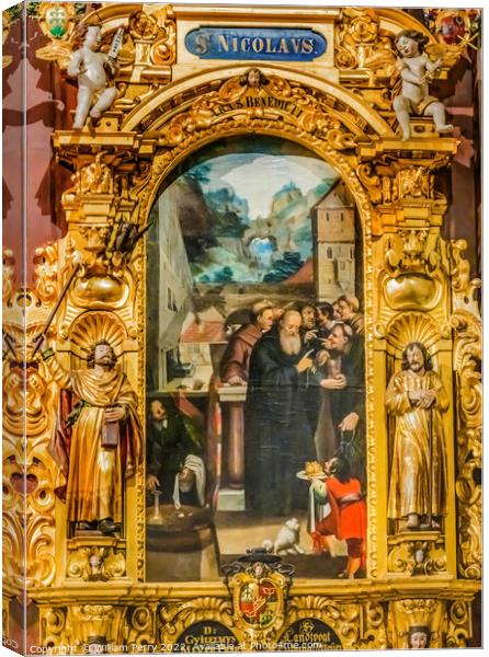Saint Nicholas Painting Saint Leodegar Church Lucerne Switzerland Canvas Print by William Perry