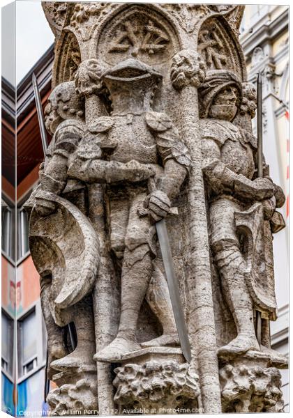 Guardsmen Knights Statues Fountain Lucerne Switzerland Canvas Print by William Perry