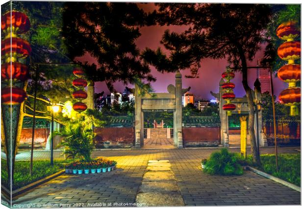 Ancient Temple of Sun and Lanterns Beijing China Night Canvas Print by William Perry