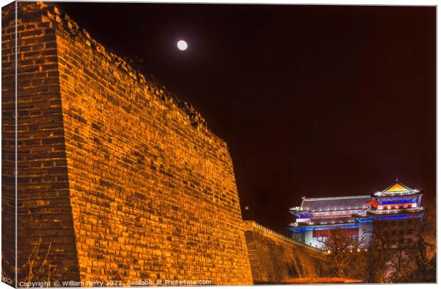 City Wall Park Night Moon Beijing China Canvas Print by William Perry