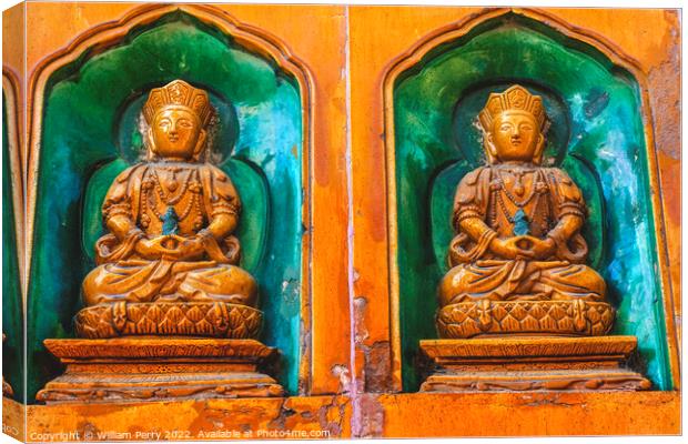 Buddha Statues Summer Palace Beijing China Canvas Print by William Perry