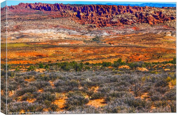 Colorful Painted Desert Fiery Furnace Arches National Park Moab  Canvas Print by William Perry