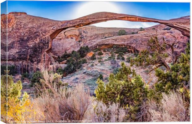 Landscape Arch Sun Devils Garden Arches National Park Moab Utah  Canvas Print by William Perry