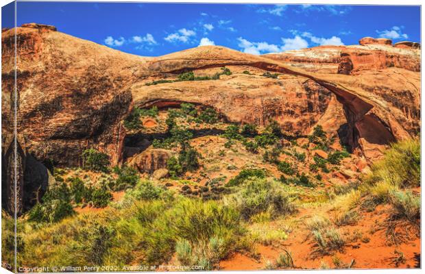 Landscape Arch Devils Garden Arches National Park Moab Utah Canvas Print by William Perry