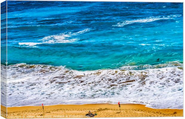 Colorful Sandy Beach Honolulu Oahu Hawaii Canvas Print by William Perry