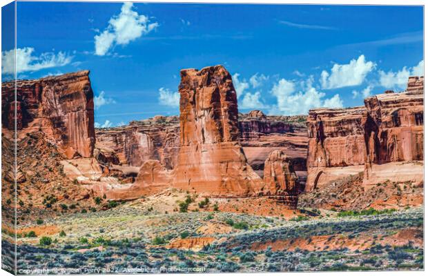 Sheep Rock Tower of Babel Canyons Arches National Park Moab Utah Canvas Print by William Perry