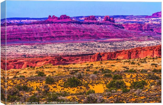 Red Canyon Moab Fault Arches National Park Moab Utah  Canvas Print by William Perry