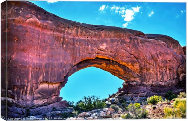 North Window Arch Windows Section Arches National Park Moab Utah Canvas Print by William Perry