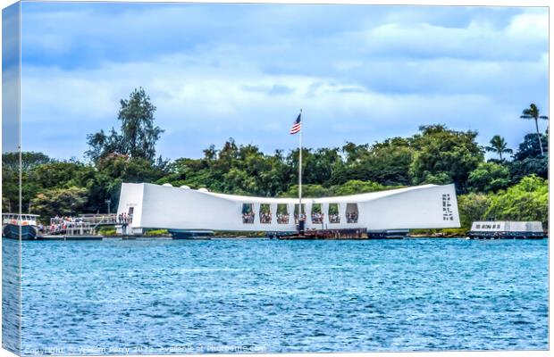 USS Arizona Memorial Pearl Harbor Honolulu Hawaii Canvas Print by William Perry