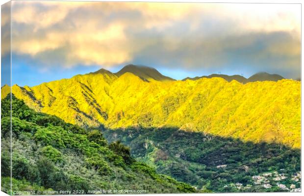 Colorful Manoa Valley Tantalus Lookout Honolulu Hawaii Canvas Print by William Perry