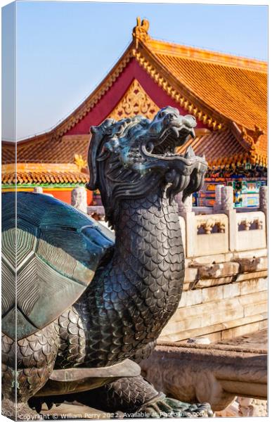 Dragon Tortoise Statue Gugong Forbidden City Beijing China Canvas Print by William Perry