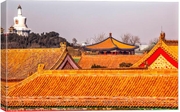 Beihai Stupa Forbidden City Gugong Palace Beijing  Canvas Print by William Perry