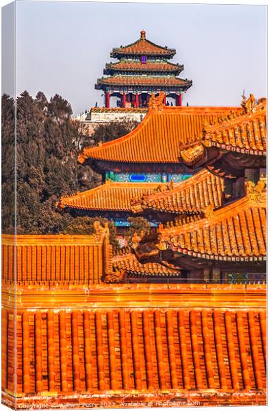 Jinshan Park from Forbidden City Beijing China Canvas Print by William Perry