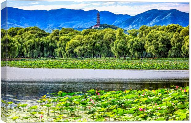 Yue Feng Pagoda Lotus Garden Summer Palace Beijing China Canvas Print by William Perry