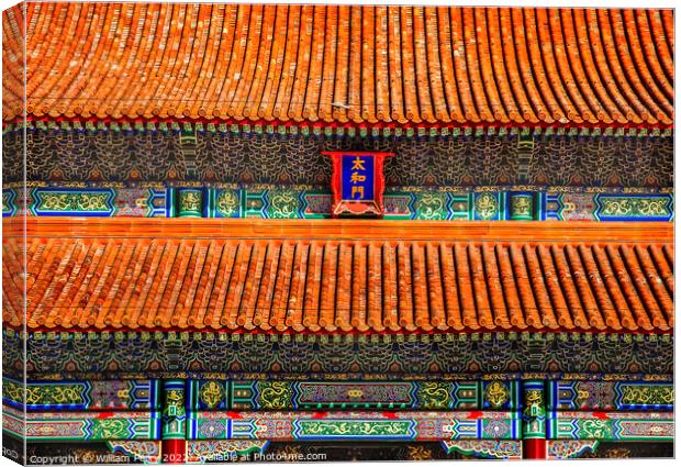 Tai He Men Gate Forbidden City Palace Beijing China Canvas Print by William Perry