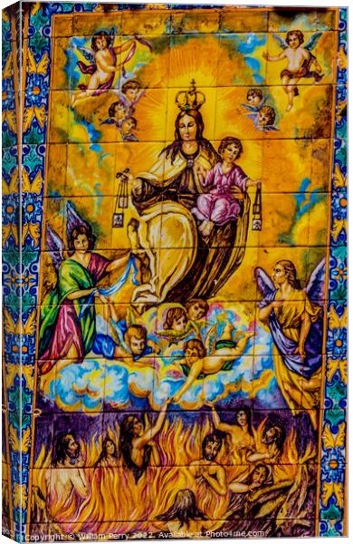Mary Jesus Heaven Hell Ceramic Street Mosaic Seville Spain Canvas Print by William Perry