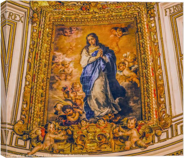 Virgin Mary Heaven Painting Seville Cathedral Spain Canvas Print by William Perry