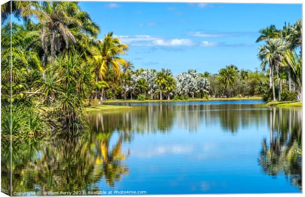 Palm Trees Reflection Fairchild Garden Coral Gables Florida Canvas Print by William Perry