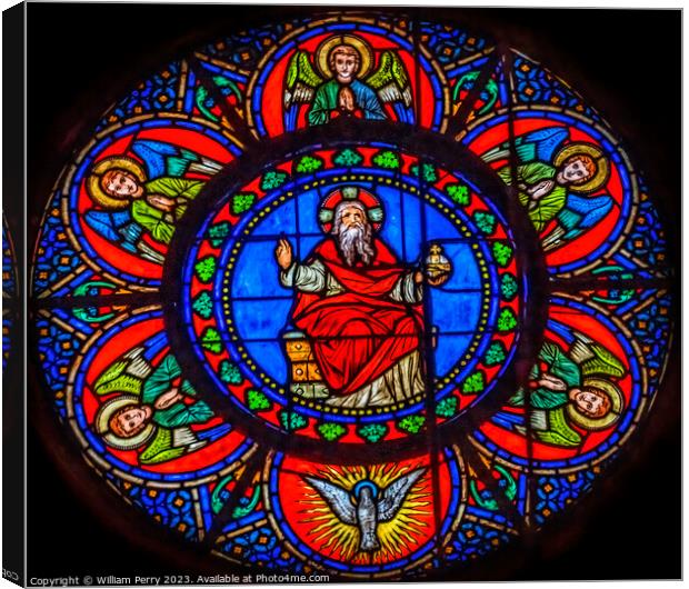 God Angels Stained Glass Notre Dame Church Nice France Canvas Print by William Perry