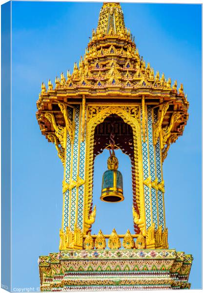 Porcelain Golden Bell Tower Pagoda Grand Palace Bangkok Thailand Canvas Print by William Perry