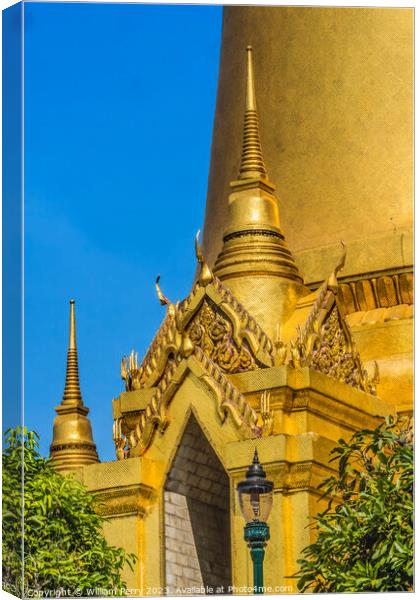 Colorful Gold Stupa Pagoda Grand Palace Bangkok Thailand Canvas Print by William Perry