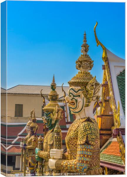 Guardian Row Grand Palace Bangkok Thailand Canvas Print by William Perry