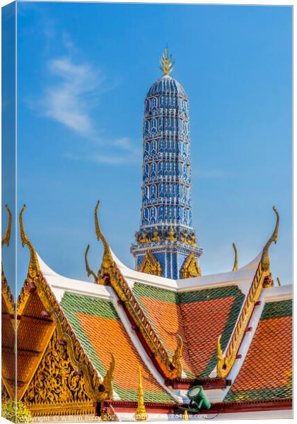 Porcelain Pagoda Grand Palace Bangkok Thailand Canvas Print by William Perry