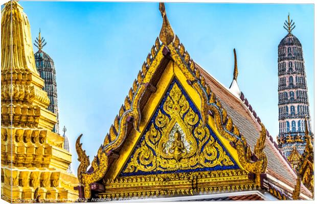 Praying Buddha Facade Grand Palace Bangkok Thailand Canvas Print by William Perry