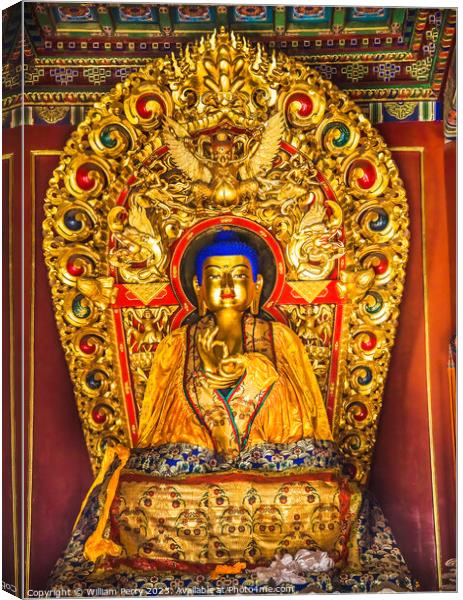 Buddha Hands Yonghe Gong Buddhist Temple Beijing China Canvas Print by William Perry