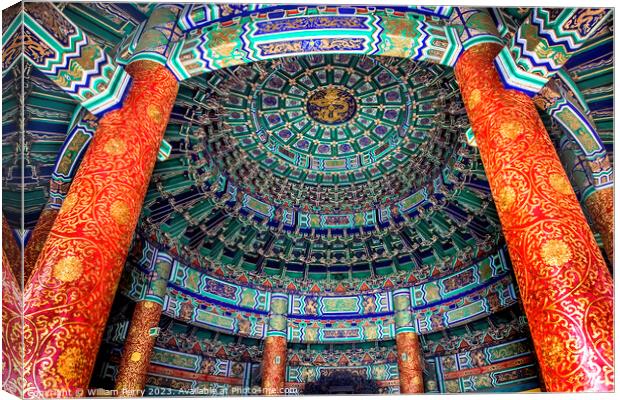 Prayer Hall Inside Temple of Heaven Beijing China Canvas Print by William Perry