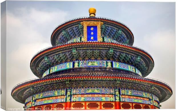 Prayer Hall Temple of Heaven Beijing China Canvas Print by William Perry