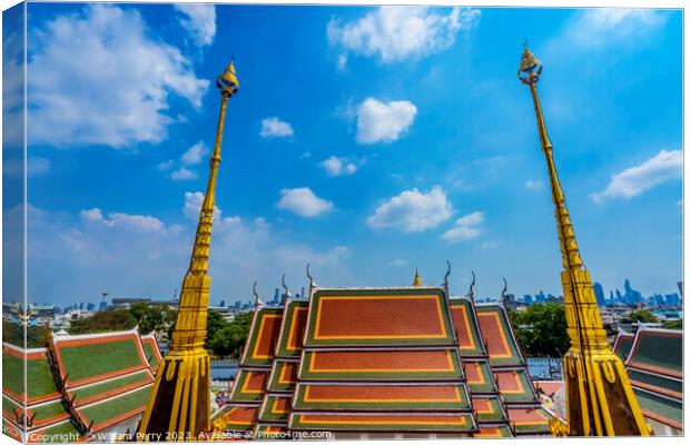 Spires Hall Loha Prasat Hall Wat Ratchanaddaram Worawihan Bangko Canvas Print by William Perry