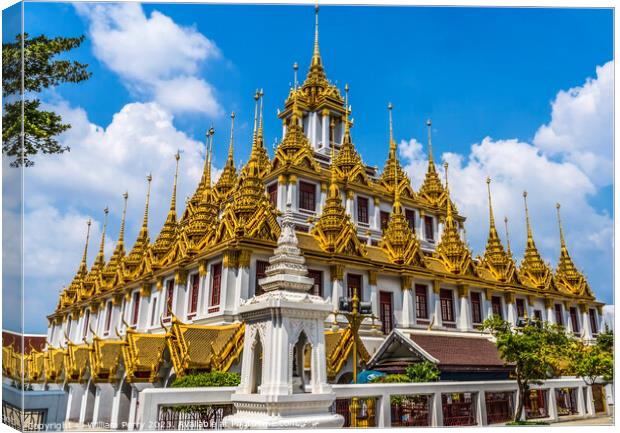 Loha Prasat Hall Wat Ratchanaddaram Worawihan Bangkok Thailand Canvas Print by William Perry