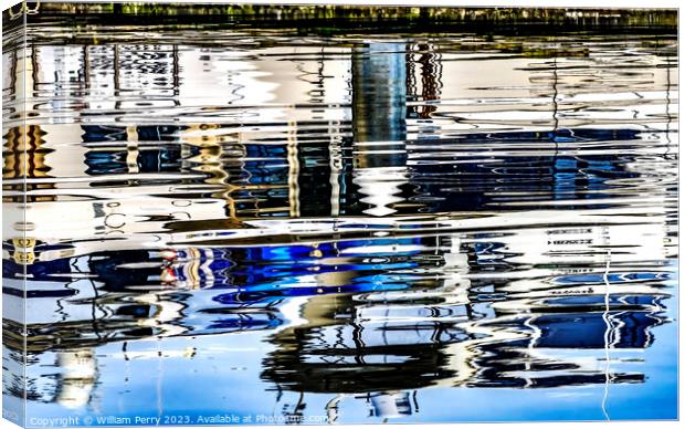 Blue White Water Reflection Abstract Gig Harbor Washington State Canvas Print by William Perry