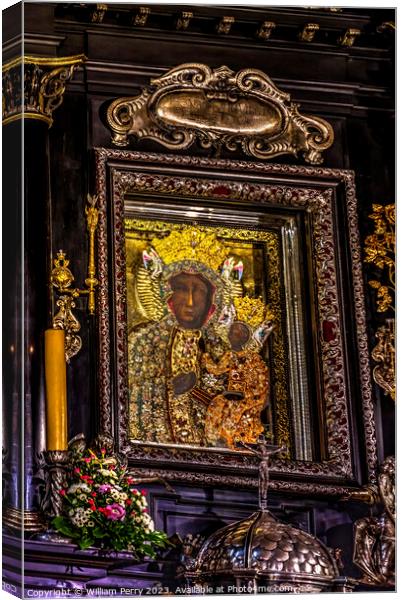 Real Black Madonna Virgin Mary Icon Jasna Gora Poland Canvas Print by William Perry