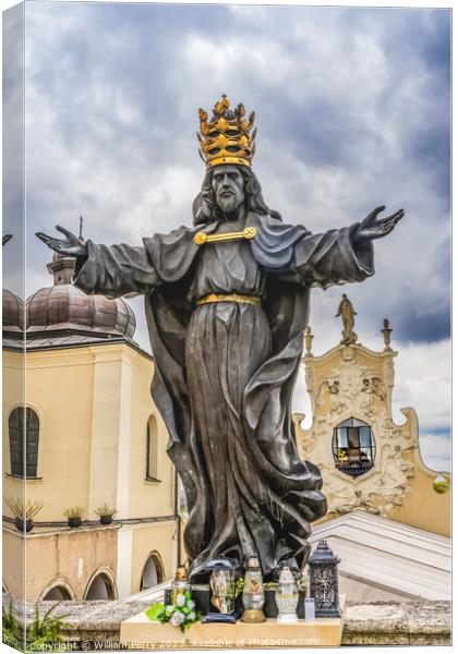 Christ King Statue Jasna Gora Monastery Czestochowy Poland Canvas Print by William Perry