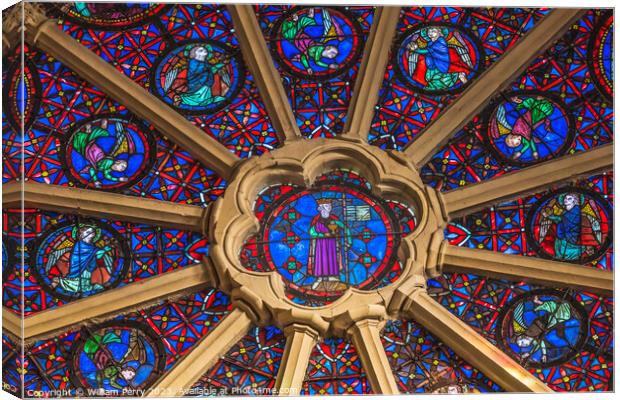 Angels Rose Window St John Baptist Cathedral Lyon France Canvas Print by William Perry