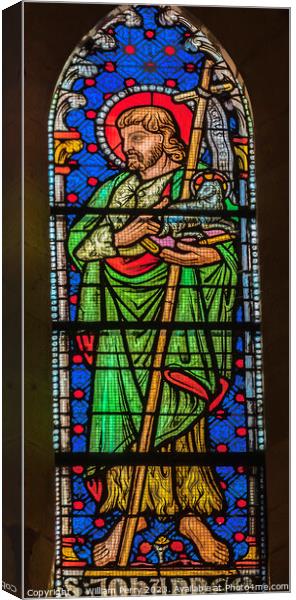 Saint John Stained Glass St John Baptist Cathedral Lyon France Canvas Print by William Perry