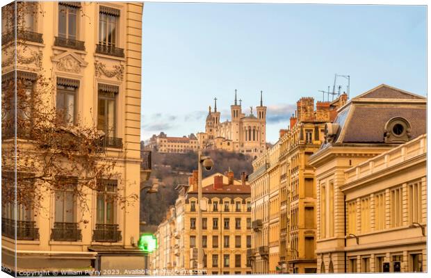 Basilica of Notre Dame Outside From Downtown Lyon France Canvas Print by William Perry