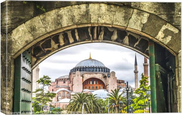 Arch Ancient Door Hagia Sophia Mosque Dome Minarets Istanbul Tur Canvas Print by William Perry