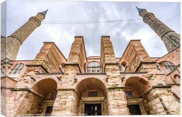 Entrance Hagia Sophia Mosque Dome Minarets Istanbul Turkey Canvas Print by William Perry