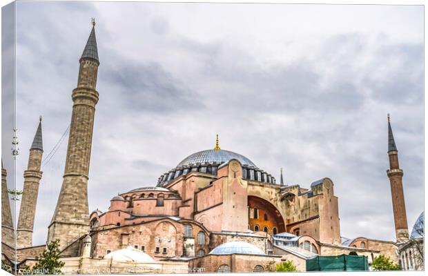 Hagia Sophia Mosque Dome Minarets Istanbul Turkey Canvas Print by William Perry