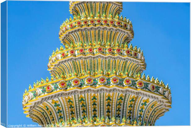 Ceraimic Chedi Spire Pagoda Wat Pho Bangkok Thailand Canvas Print by William Perry
