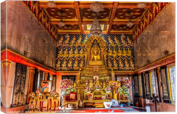 Buddha Main Hall Wat That Temple Sanarun Bangkok Thailand Canvas Print by William Perry