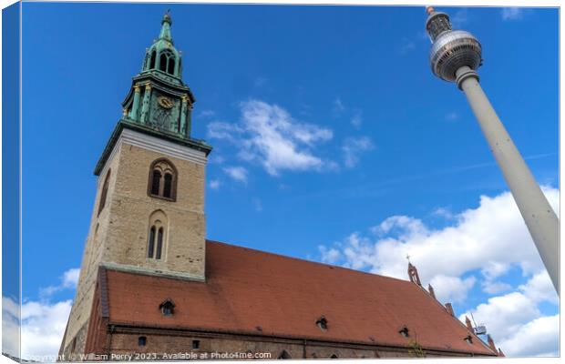 St Mary's Church TV Tower Berlin Germany Canvas Print by William Perry
